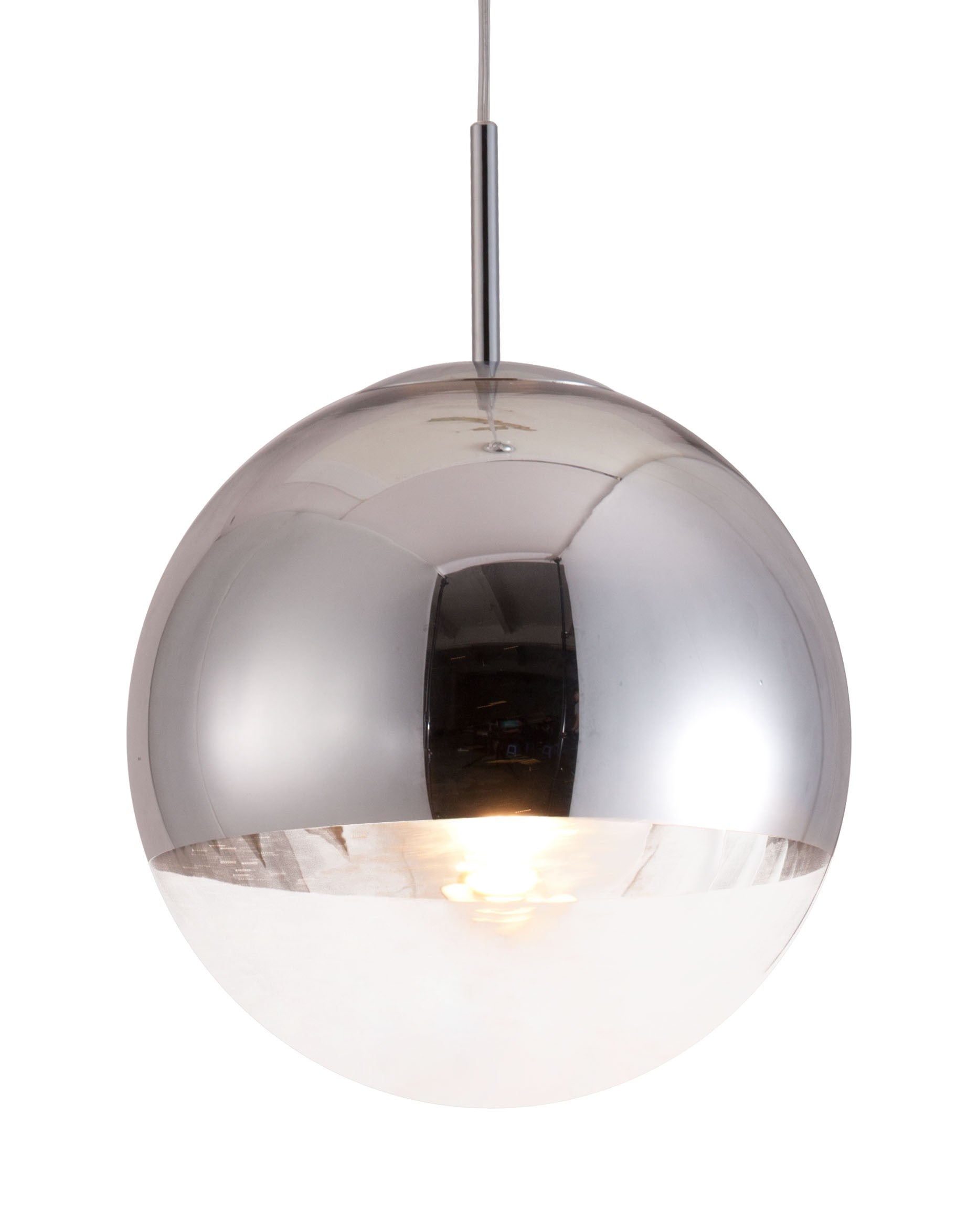 HomeRoots Half and Half Orb Ceiling Lamp in Chrome Finish