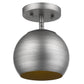 HomeRoots Hanging Dome Light With Light Gray and Gold Finish