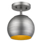 HomeRoots Hanging Dome Light With Light Gray and Gold Finish