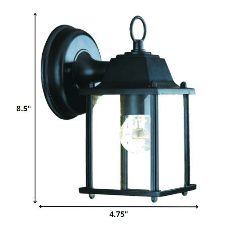 HomeRoots Hanging Glass Lantern Wall Light With Matte Black Finish