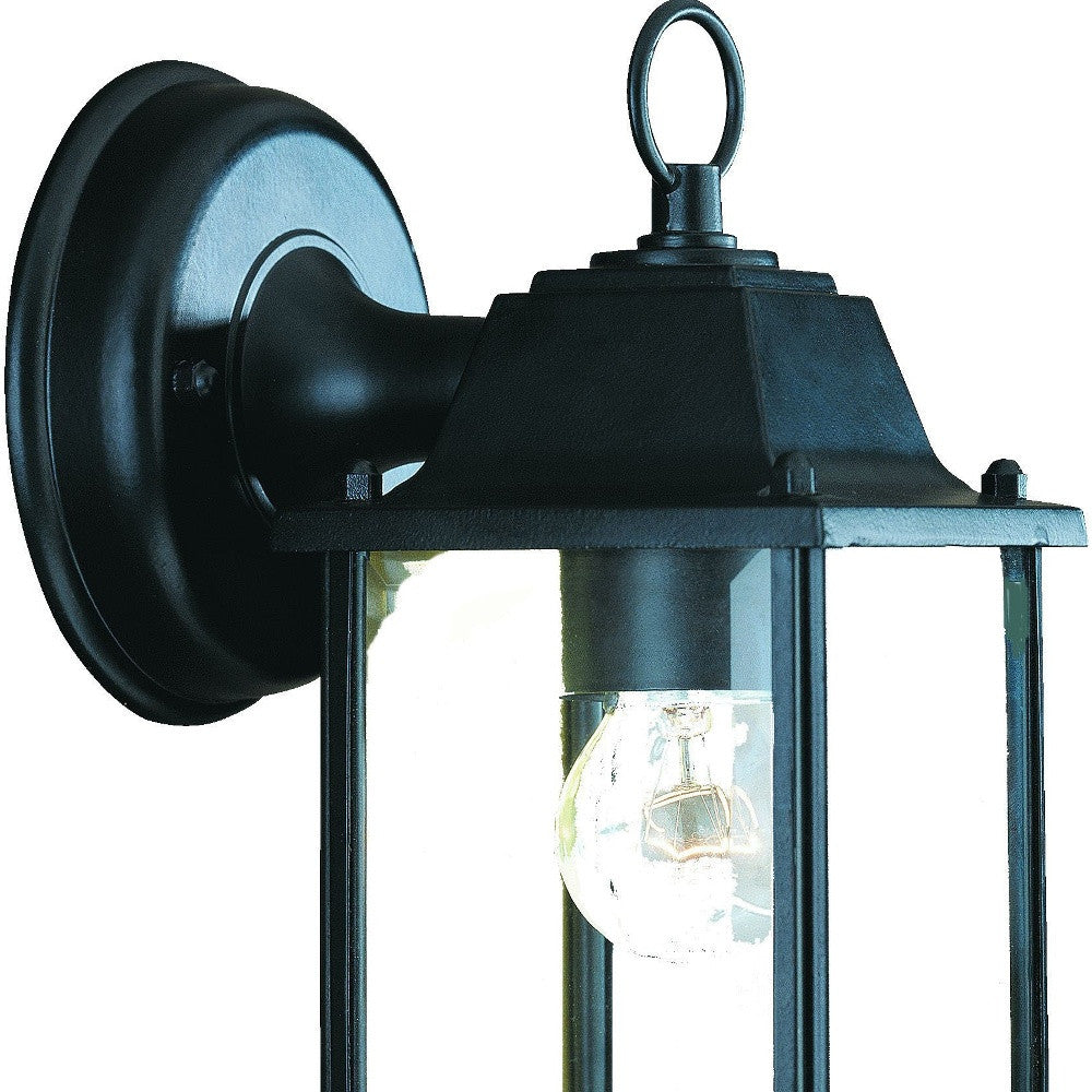 HomeRoots Hanging Glass Lantern Wall Light With Matte Black Finish