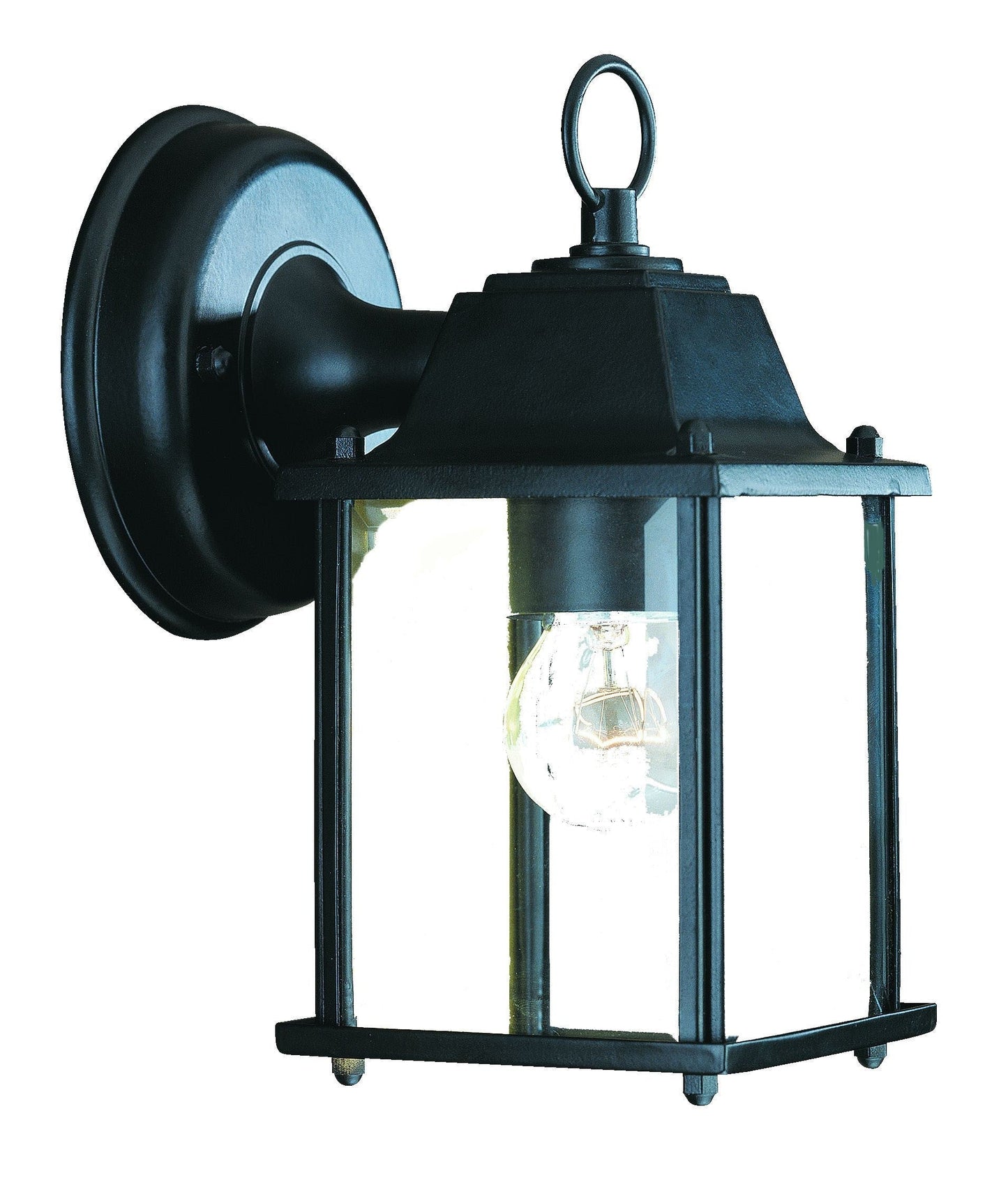 HomeRoots Hanging Glass Lantern Wall Light With Matte Black Finish