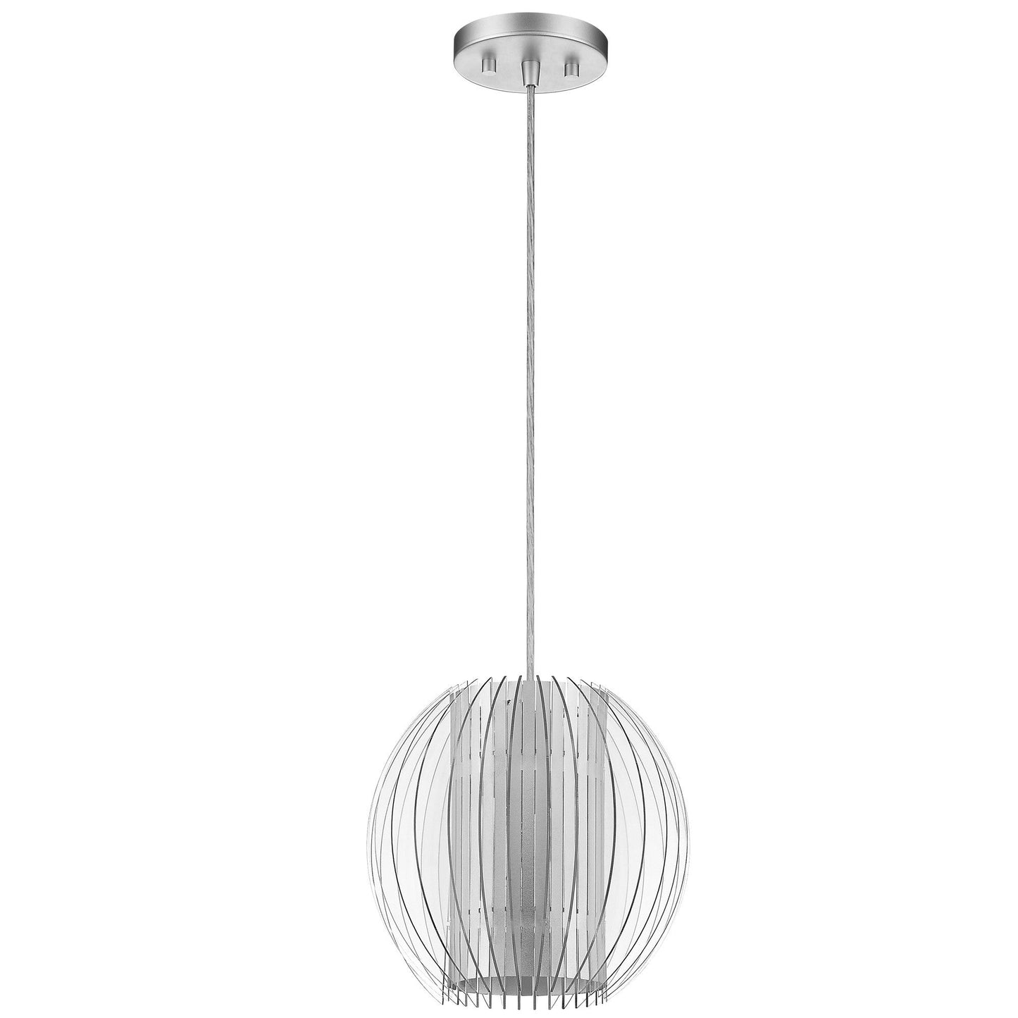HomeRoots Hanging Globe Light With Acrylic and Steel Shade