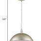 HomeRoots Hanging Light With Dome Shade and Silver Metal Finish