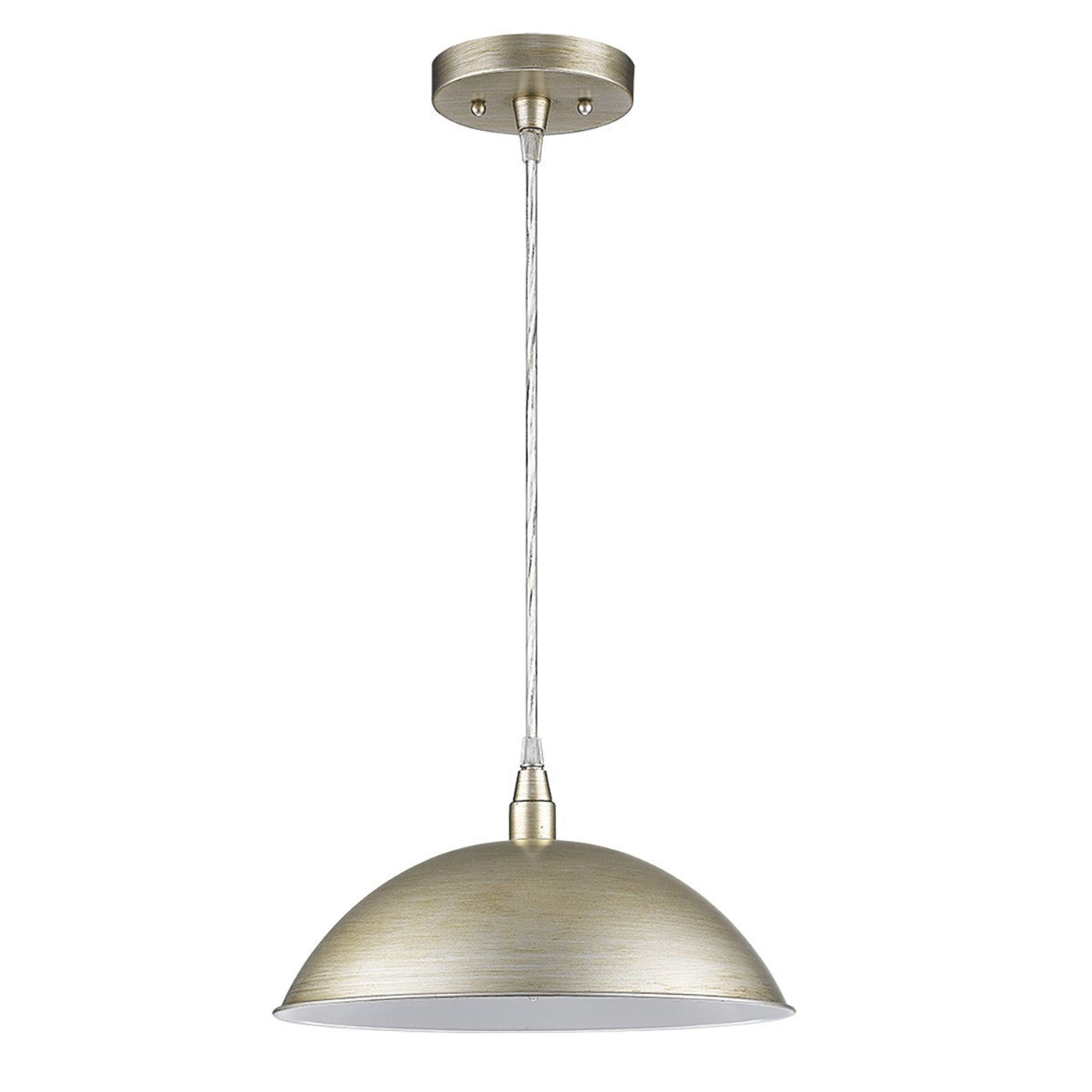HomeRoots Hanging Light With Dome Shade and Silver Metal Finish
