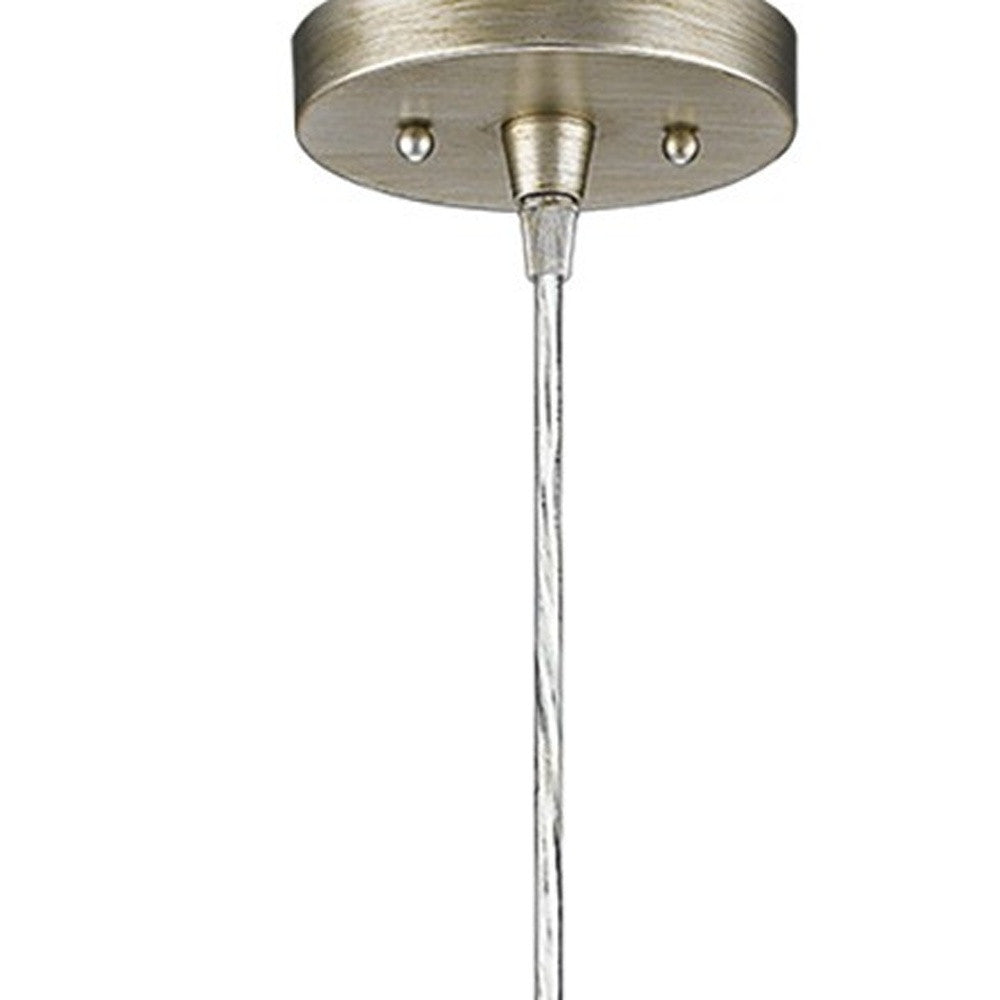 HomeRoots Hanging Light With Dome Shade and Silver Metal Finish