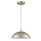 HomeRoots Hanging Light With Dome Shade and Silver Metal Finish