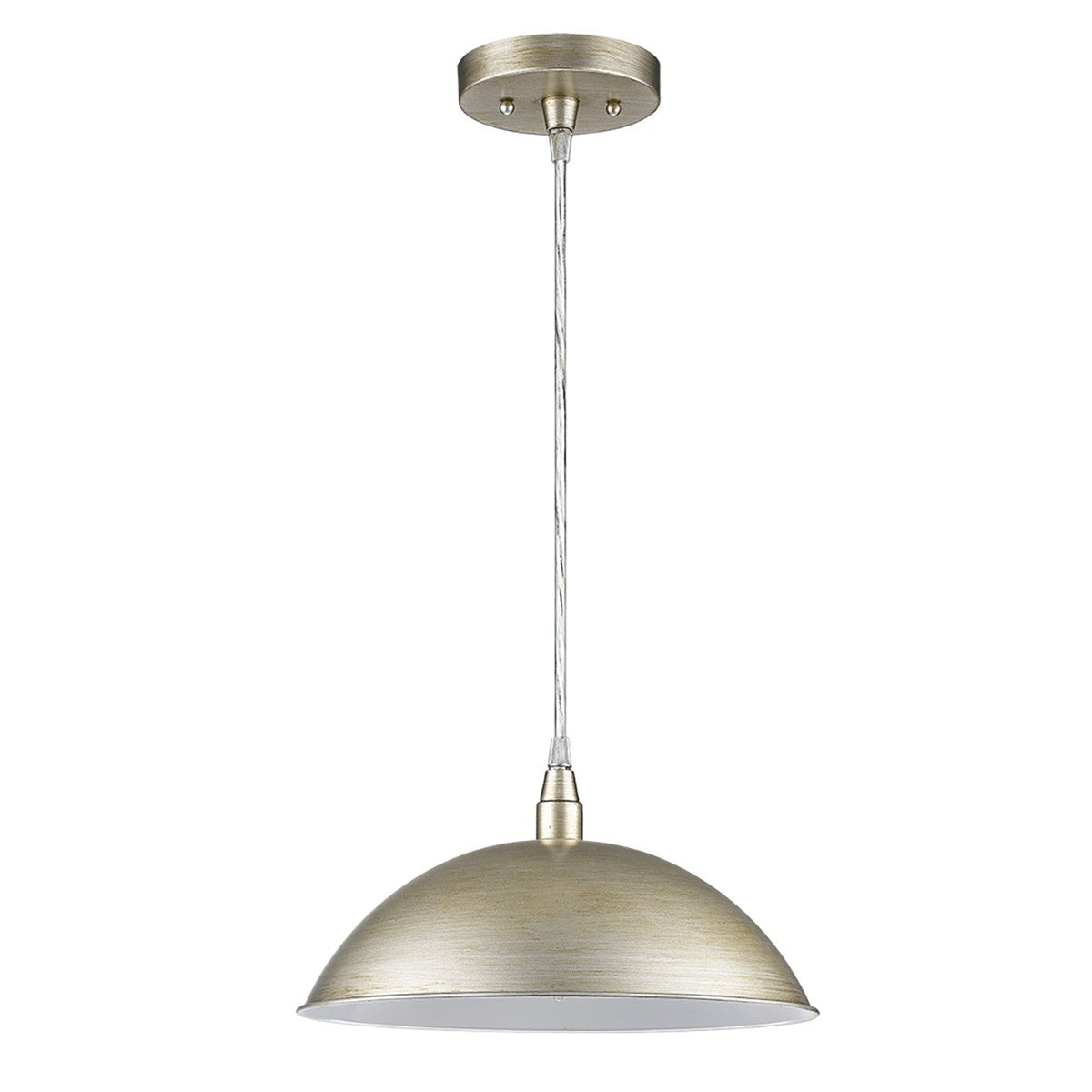 HomeRoots Hanging Light With Dome Shade and Silver Metal Finish
