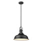HomeRoots Hanging Light With Dome Shade in Matte Black Finish