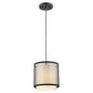 HomeRoots Hanging Light With Fabric Shade and Antique Bronze Finish