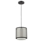 HomeRoots Hanging Light With Fabric Shade and Antique Bronze Finish
