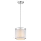 HomeRoots Hanging Light With Fabric Shade in White Finish
