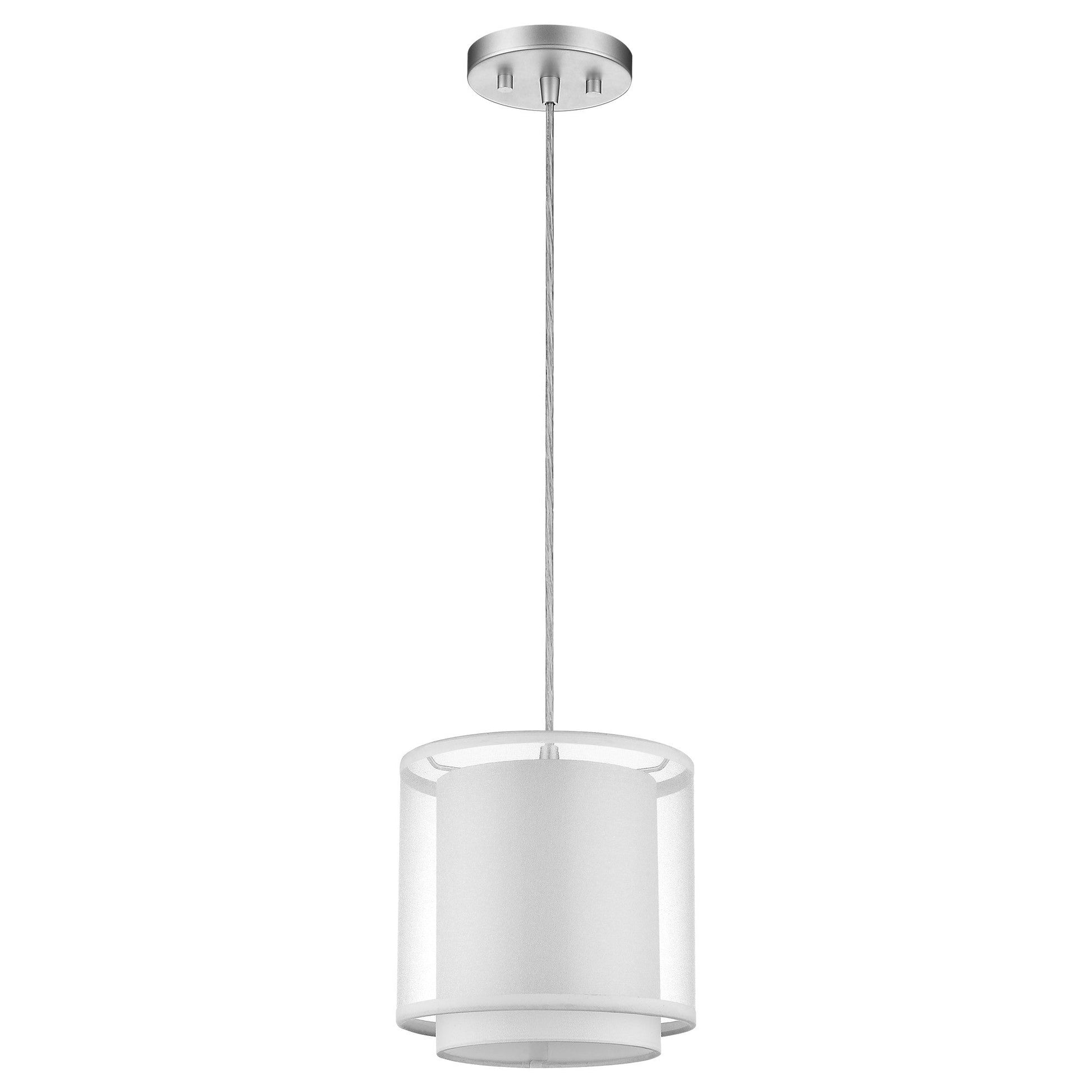 HomeRoots Hanging Light With Fabric Shade in White Finish