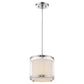 HomeRoots Hanging Light With Fabric Shade in White and Silver Finish