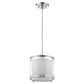 HomeRoots Hanging Light With Fabric Shade in White and Silver Finish