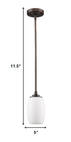 HomeRoots Hanging Light With Frosted Glass Shade in Bronze Finish