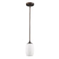 HomeRoots Hanging Light With Frosted Glass Shade in Bronze Finish