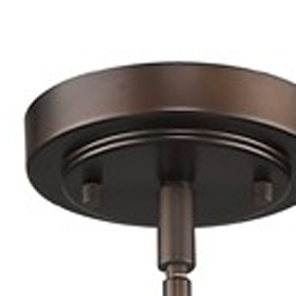 HomeRoots Hanging Light With Frosted Glass Shade in Bronze Finish