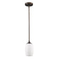 HomeRoots Hanging Light With Frosted Glass Shade in Bronze Finish
