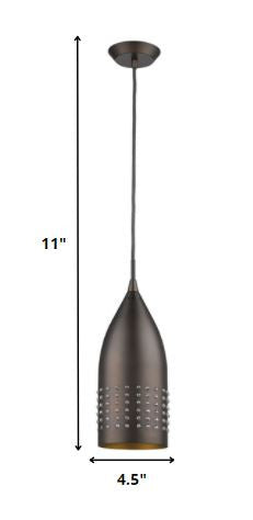 HomeRoots Hanging Light With Glass Studs in Bronze Finish