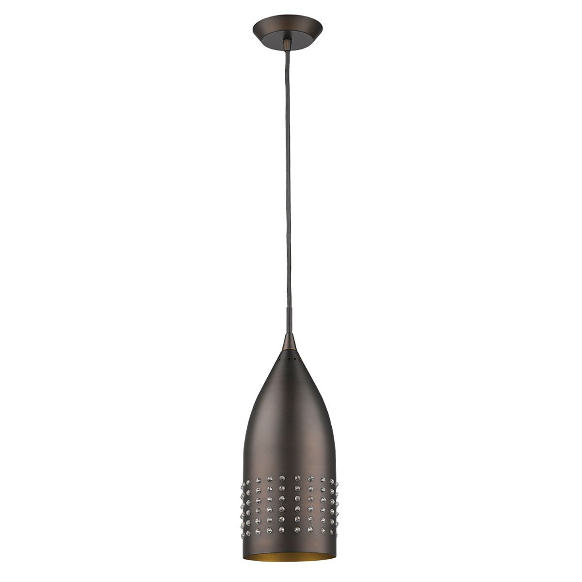 HomeRoots Hanging Light With Glass Studs in Bronze Finish