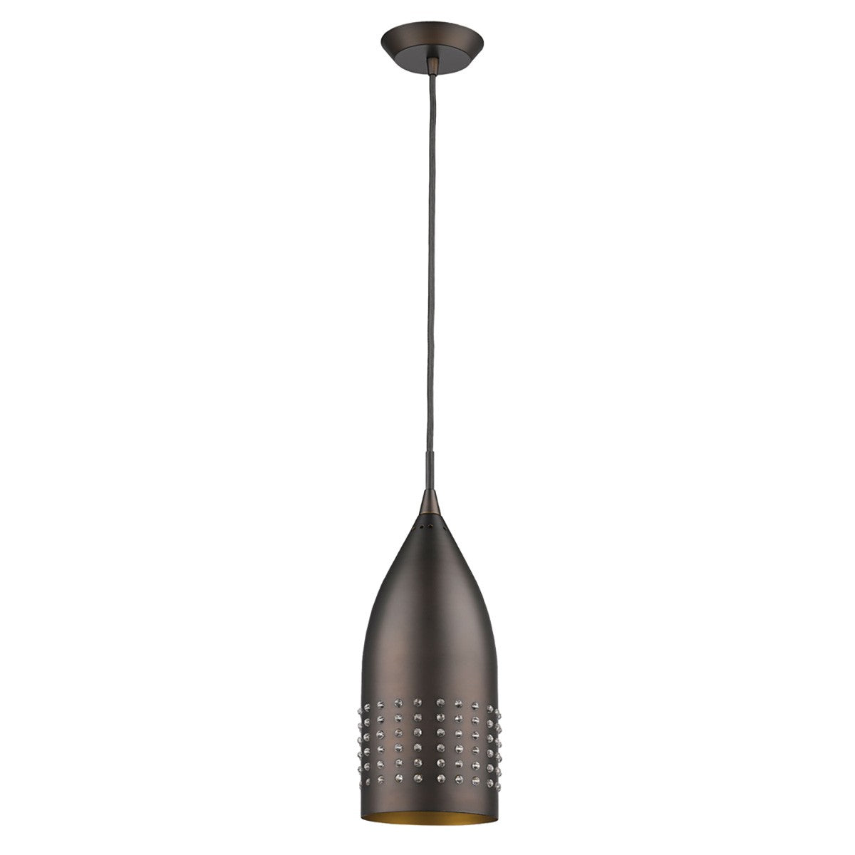 HomeRoots Hanging Light With Glass Studs in Bronze Finish