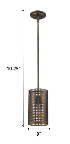 HomeRoots Hanging Light With Mesh Shade in Bronze Metal Finish