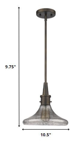 HomeRoots Hanging Light With Pebbled Glass Shade and Antique Bronze Finish