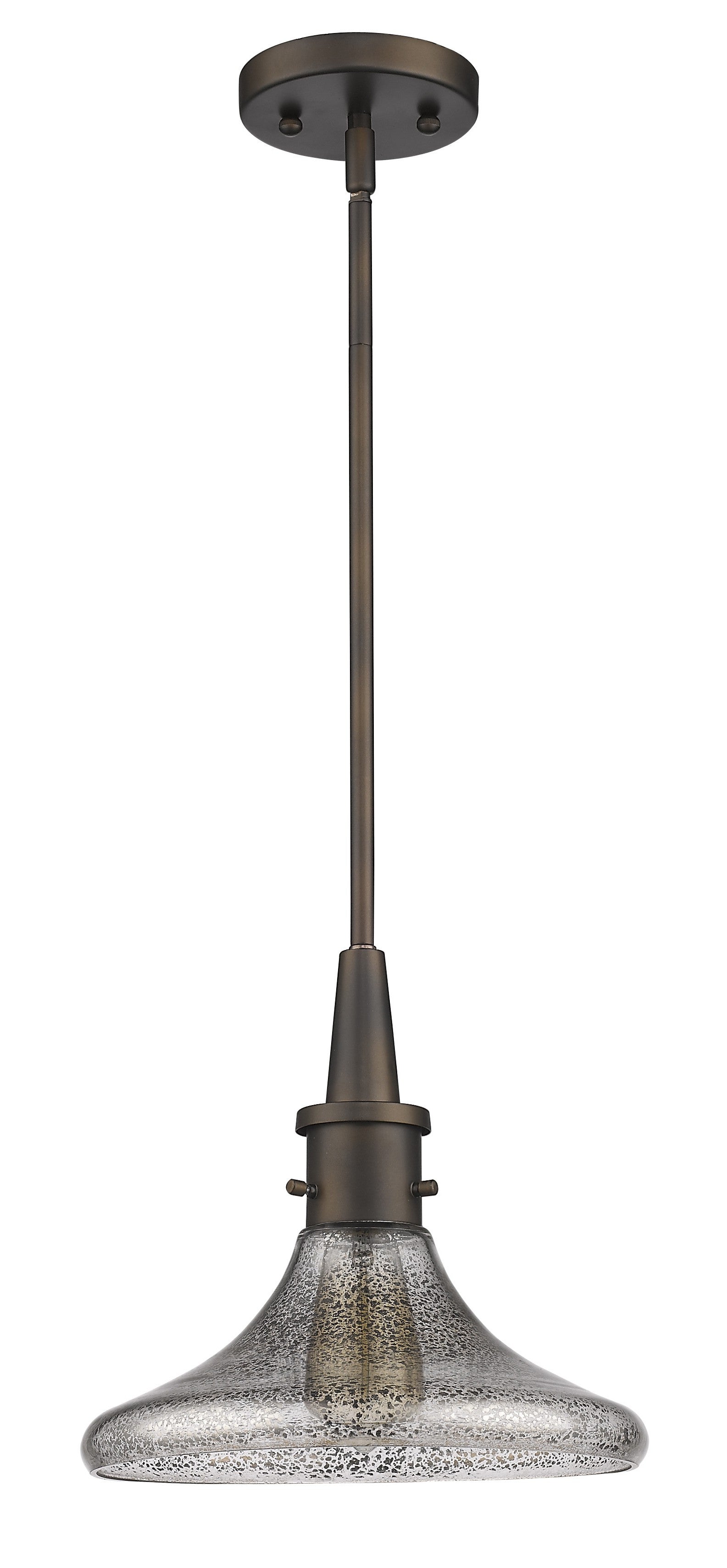 HomeRoots Hanging Light With Pebbled Glass Shade and Antique Bronze Finish