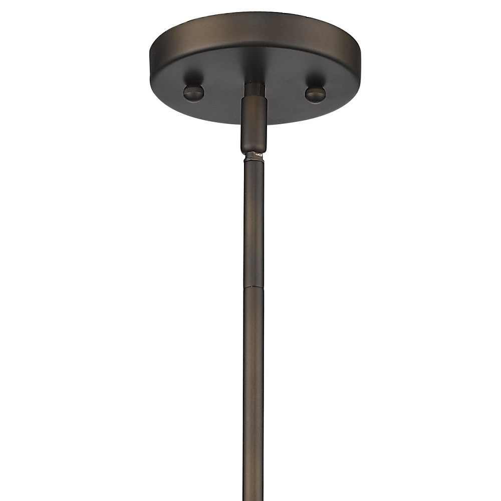 HomeRoots Hanging Light With Pebbled Glass Shade and Antique Bronze Finish
