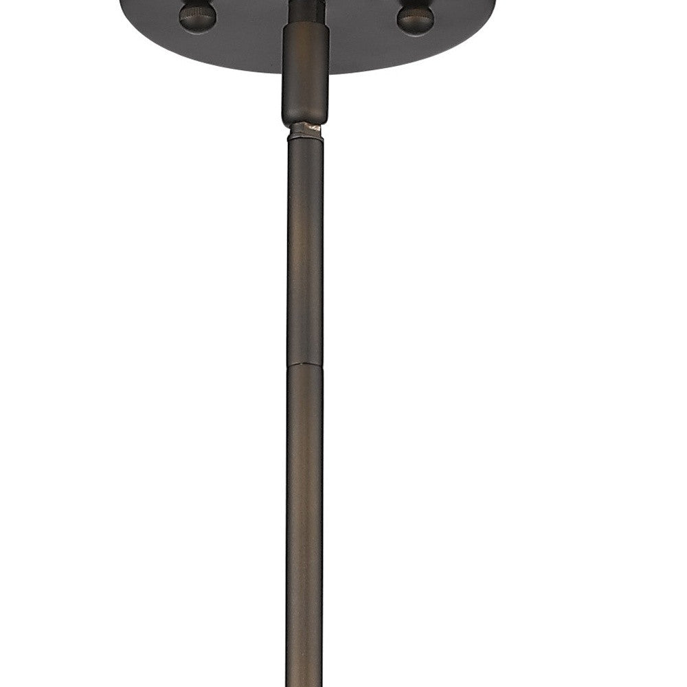 HomeRoots Hanging Light With Pebbled Glass Shade and Antique Bronze Finish
