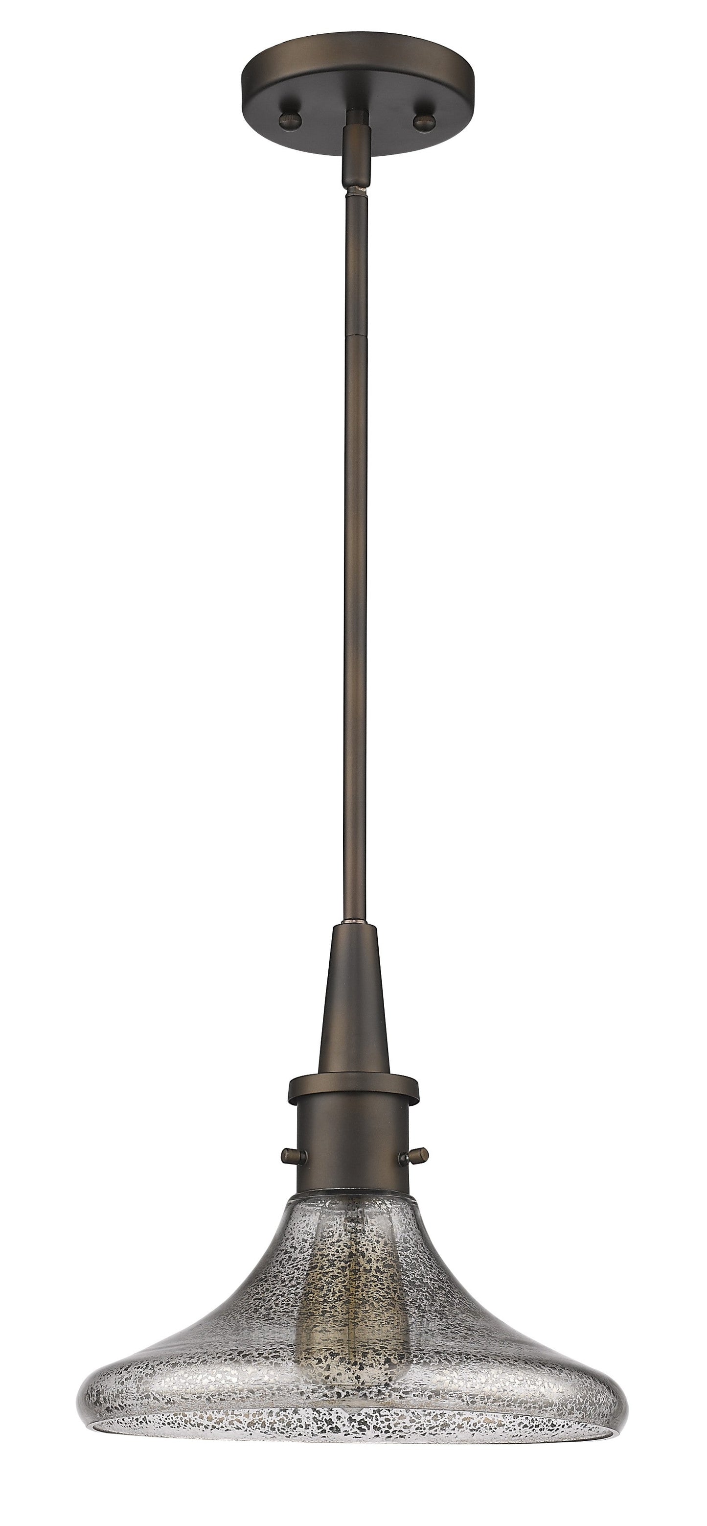 HomeRoots Hanging Light With Pebbled Glass Shade and Antique Bronze Finish