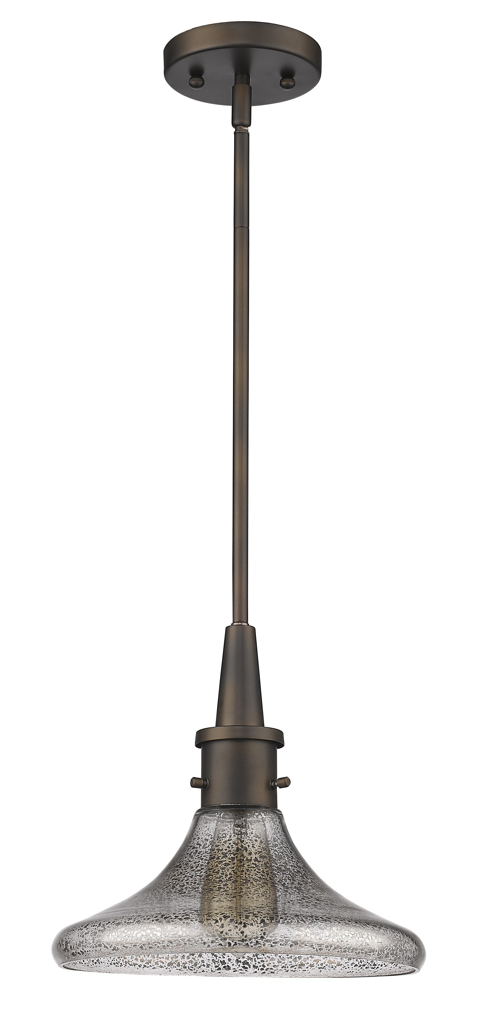 HomeRoots Hanging Light With Pebbled Glass Shade and Antique Bronze Finish