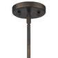 HomeRoots Hanging Light With Ribbed Pebbled Glass Shade in Bronze Finish