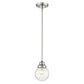 HomeRoots Hanging Light With Round Clear Glass Shade and Silver Metal Finish