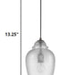 HomeRoots Hanging Light With Textured Glass Shade in Antique Bronze Finish