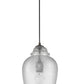 HomeRoots Hanging Light With Textured Glass Shade in Antique Bronze Finish