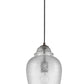 HomeRoots Hanging Light With Textured Glass Shade in Antique Bronze Finish