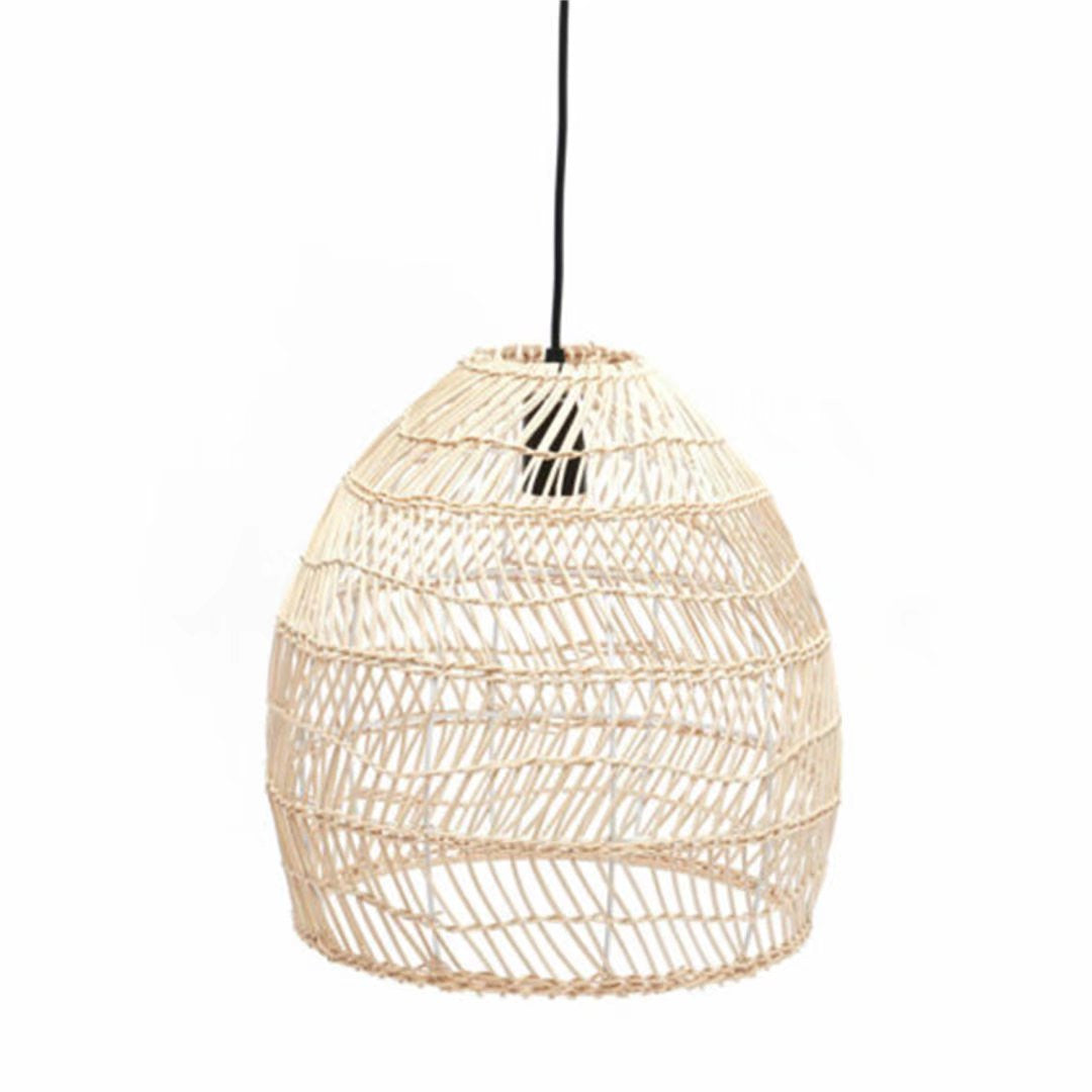 HomeRoots Hanging Pendant Lamp With Natural Woven Rattan Finish