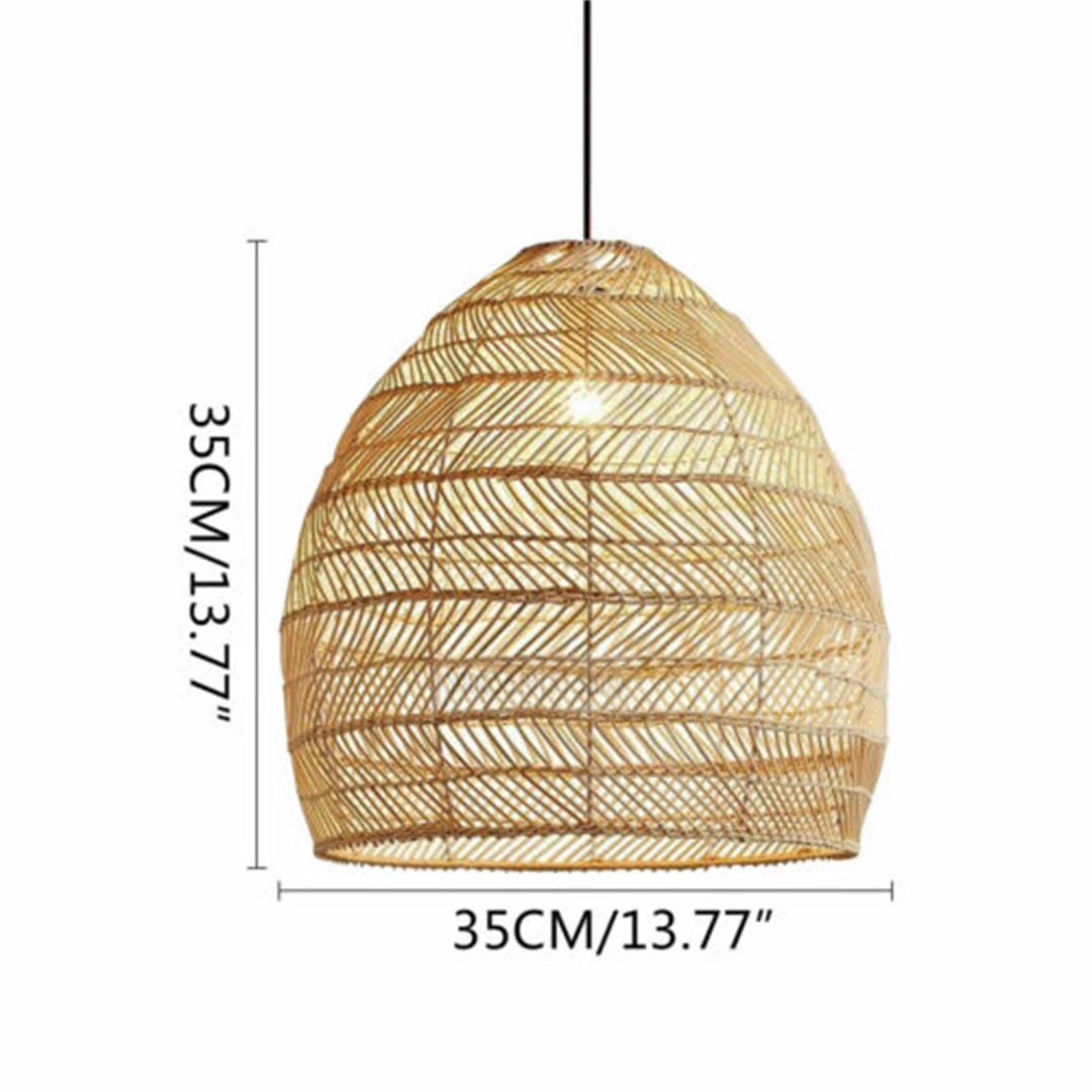 HomeRoots Hanging Pendant Lamp With Natural Woven Rattan Finish
