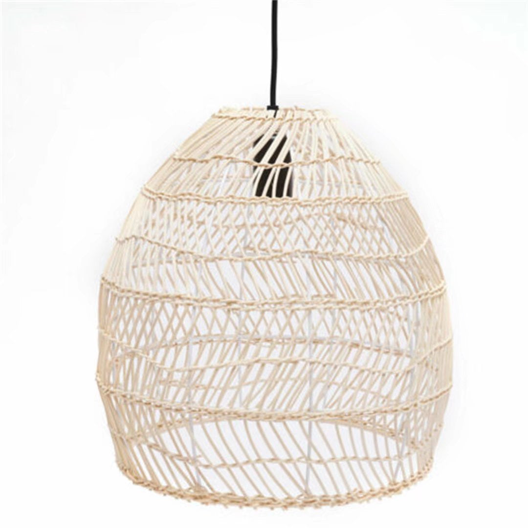 HomeRoots Hanging Pendant Lamp With Natural Woven Rattan Finish