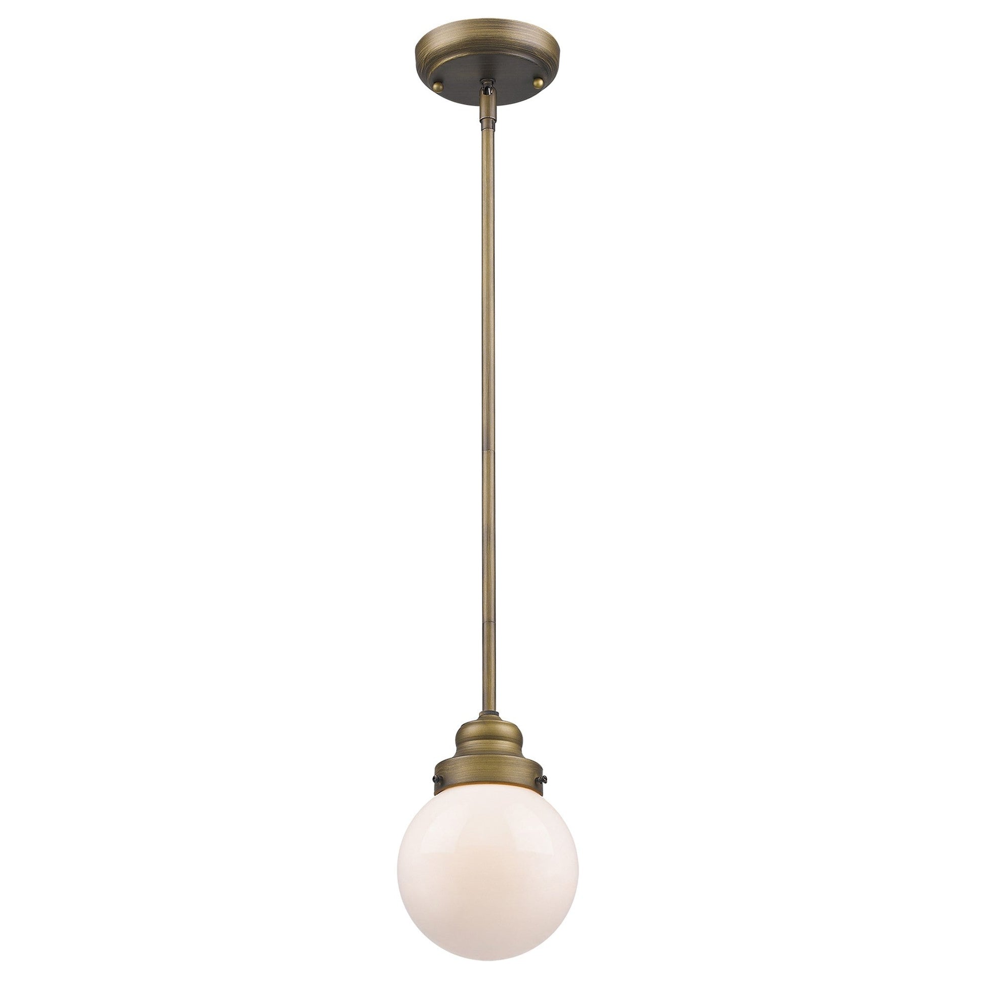 HomeRoots Hanging With Round Glass Shade in Brushed Gold Metal Finish
