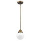 HomeRoots Hanging With Round Glass Shade in Brushed Gold Metal Finish