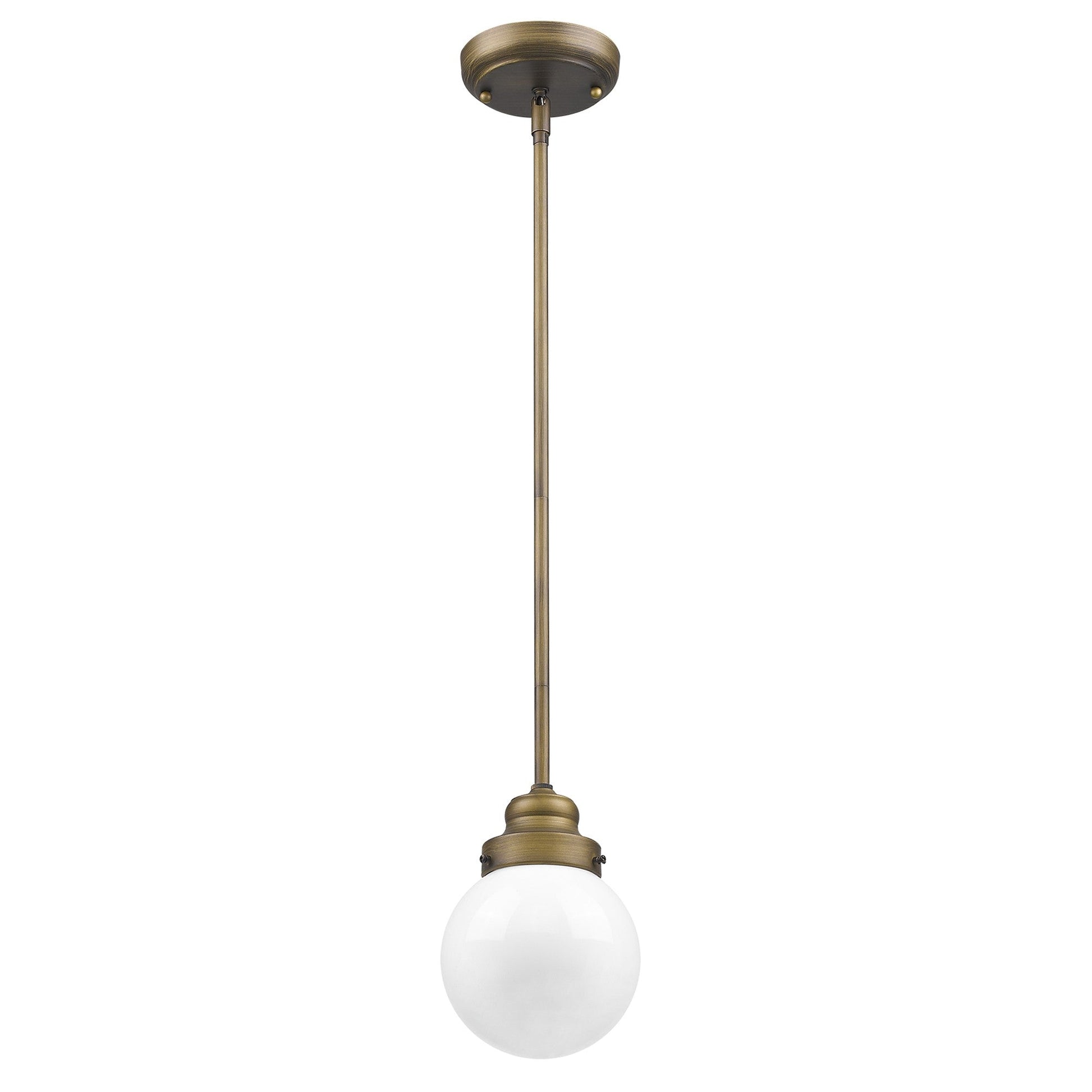 HomeRoots Hanging With Round Glass Shade in Brushed Gold Metal Finish