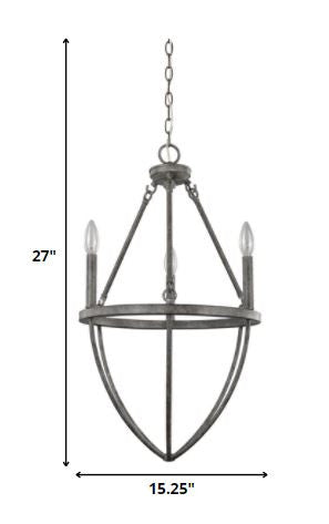 HomeRoots Harlow 3-Light Chandelier in Ash Finish