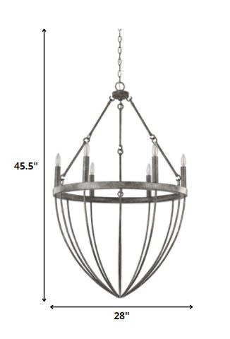 HomeRoots Harlow 6-Light Chandelier in Ash Finish