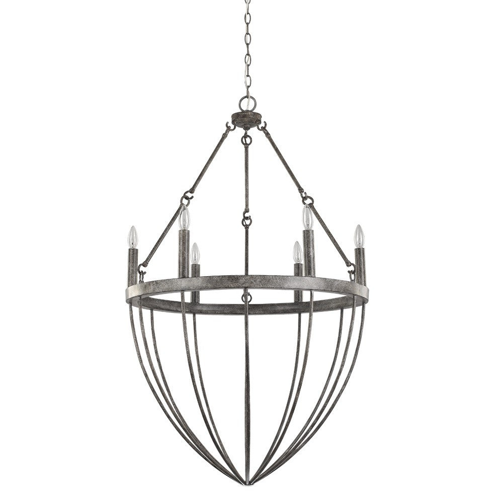 HomeRoots Harlow 6-Light Chandelier in Ash Finish
