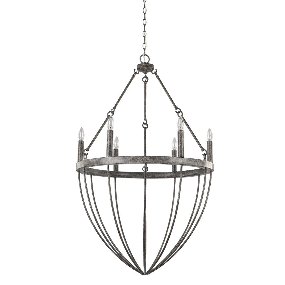 HomeRoots Harlow 6-Light Chandelier in Ash Finish