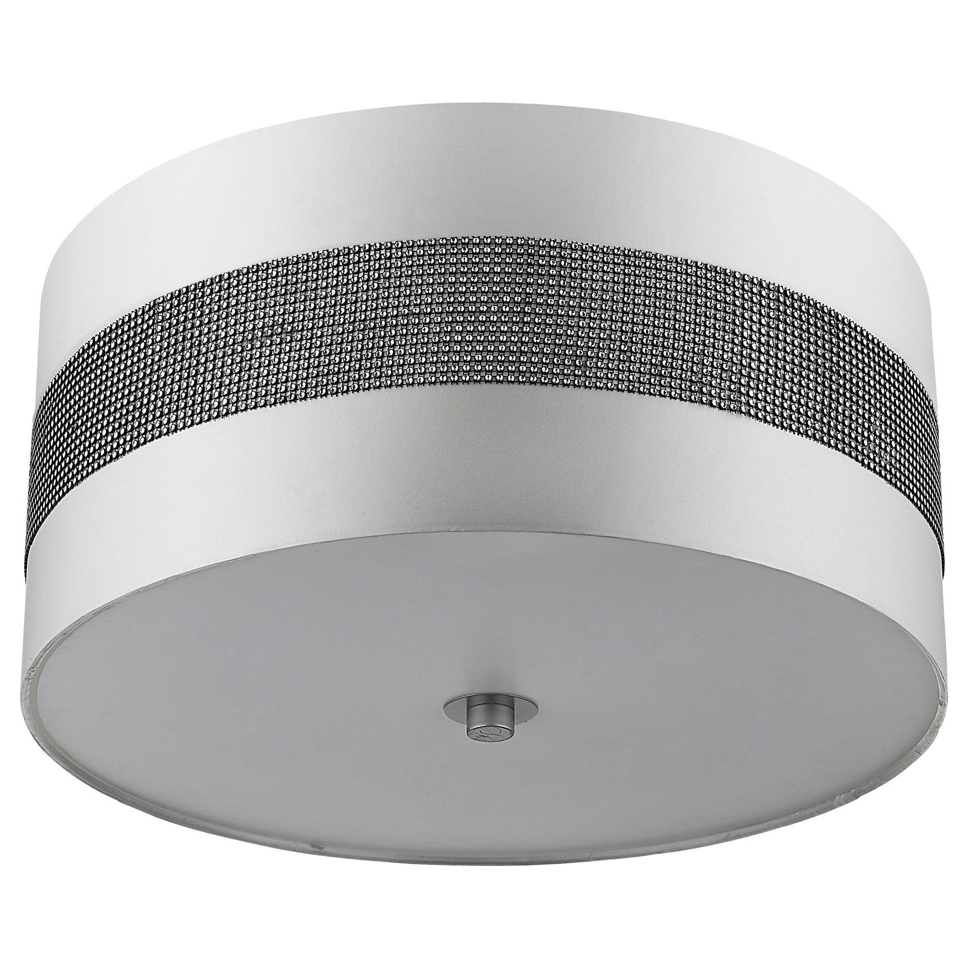 HomeRoots Harmony 3-Light Pendant With Crystal Studded Platinum Sheen Shade and Metallic Silver Finish