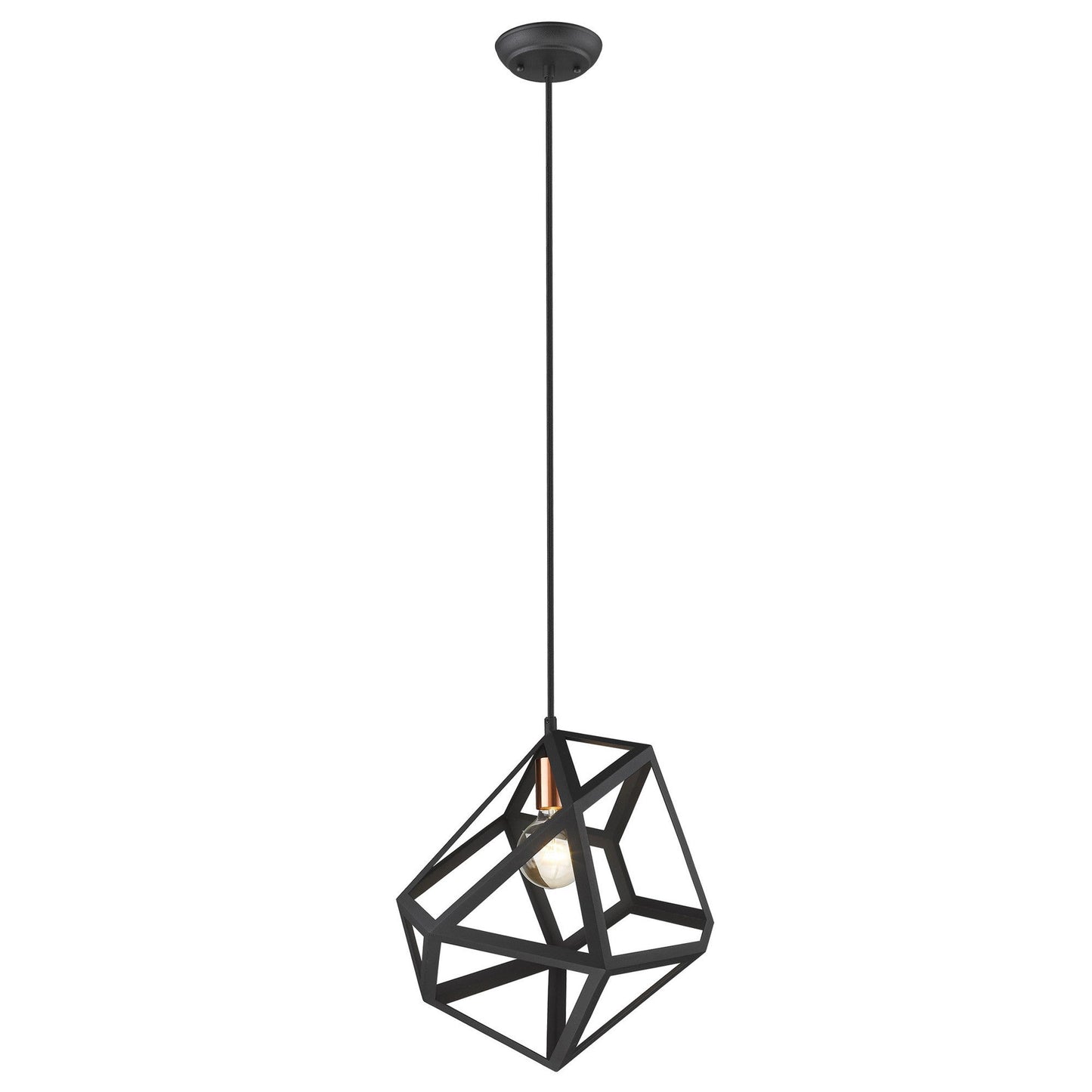 HomeRoots Hedron 1-Light Pendant in Matte Black Finish